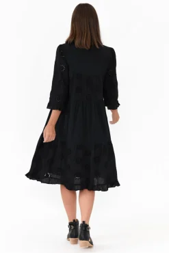 Cotton Dresses<Worthier Valentina Black Cotton Embroidered Dress