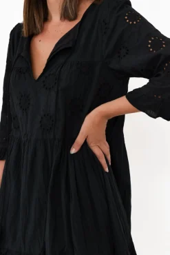 Cotton Dresses<Worthier Valentina Black Cotton Embroidered Dress