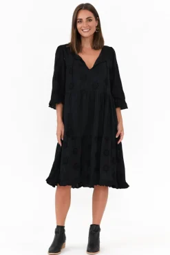 Cotton Dresses<Worthier Valentina Black Cotton Embroidered Dress