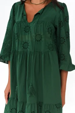 Cotton Dresses<Worthier Valentina Emerald Cotton Embroidered Dress