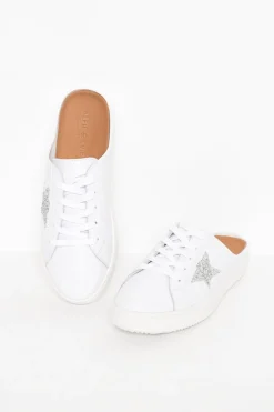 White Sneakers<Alfie and Evie Vango Silver Leather Mule Sneaker