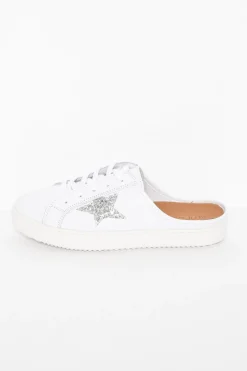 White Sneakers<Alfie and Evie Vango Silver Leather Mule Sneaker