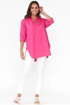 Cotton Tops<Ebby and I Verdel Hot Pink Cotton Shirt