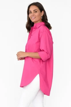 Cotton Tops<Ebby and I Verdel Hot Pink Cotton Shirt