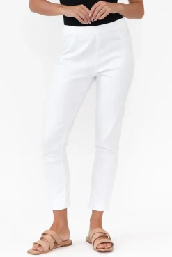 Jeans<Threadz Verona White Cotton Stretch Jean
