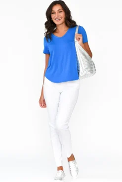 Sleeved Tops<Lou Lou Veronica Cobalt Bamboo Tee