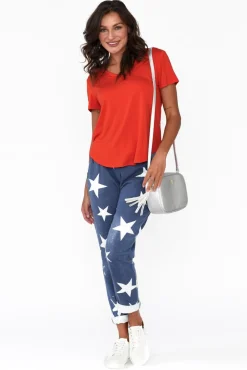 Sleeved Tops<Lou Lou Veronica Red Bamboo Tee