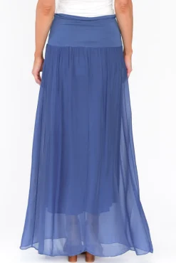 Skirts<Fabuler Viana Cobalt Silk Layer Skirt