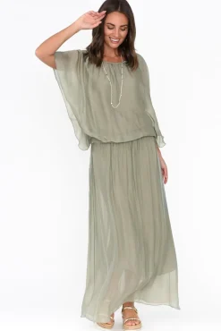 Skirts<Fabuler Viana Sage Silk Layer Skirt