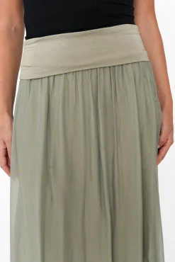 Skirts<Fabuler Viana Sage Silk Layer Skirt