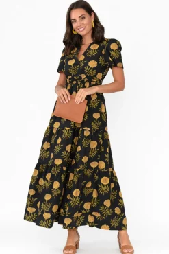 Cotton Dresses<Stella Gemma Vittoria Black Marigold Cotton Tiered Dress