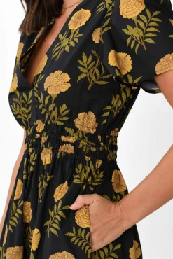 Cotton Dresses<Stella Gemma Vittoria Black Marigold Cotton Tiered Dress