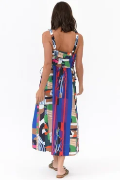 Cotton Dresses<Wear Colour Waldon Blue Abstract Cotton Dress