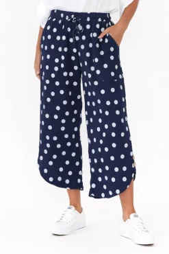 Pants<Hourglass Wallace Navy Spot Crinkle Cotton Pant