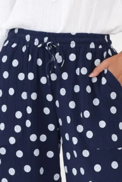 Pants<Hourglass Wallace Navy Spot Crinkle Cotton Pant
