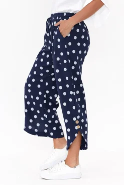 Pants<Hourglass Wallace Navy Spot Crinkle Cotton Pant