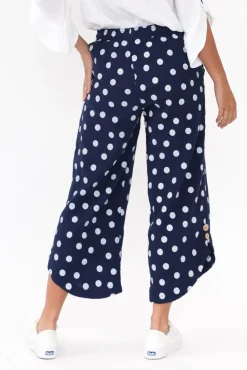 Pants<Hourglass Wallace Navy Spot Crinkle Cotton Pant