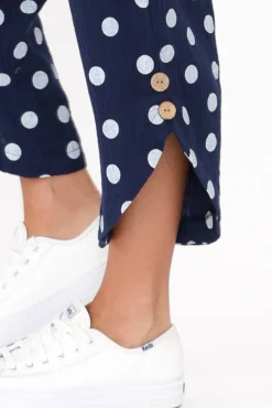 Pants<Hourglass Wallace Navy Spot Crinkle Cotton Pant