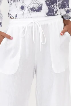 Pants<Hourglass Wallace White Crinkle Cotton Pant