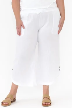 Pants<Hourglass Wallace White Crinkle Cotton Pant