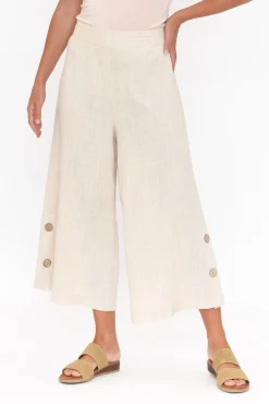 Pants<Willow Tree Walsh Natural Button Wide Leg Pant