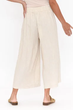 Pants<Willow Tree Walsh Natural Button Wide Leg Pant