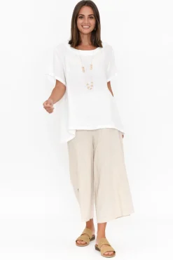 Pants<Willow Tree Walsh Natural Button Wide Leg Pant