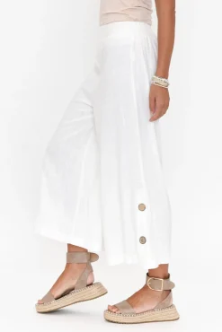Pants<Willow Tree Walsh White Button Wide Leg Pant