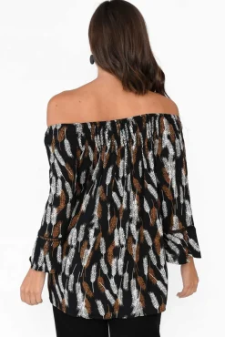 Sleeved Tops<Willow Tree Welda Black Leaf Frill Top