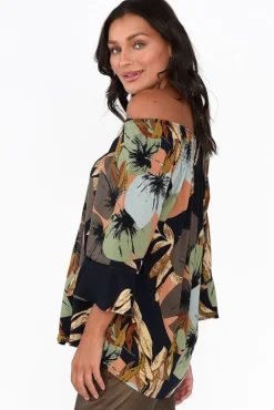 Sleeved Tops<Willow Tree Welda Navy Abstract Frill Top