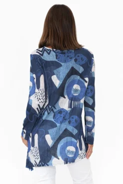 Tunic Tops<Cafe Latte Wendy Blue Abstract Tunic