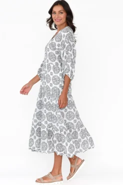 Cotton Dresses<Namastai Weston Grey Fiesta Cotton Midi Dress