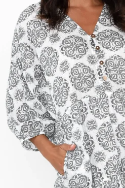 Cotton Dresses<Namastai Weston Grey Fiesta Cotton Midi Dress