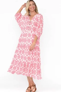 Cotton Dresses<Namastai Weston Red Fiesta Cotton Midi Dress