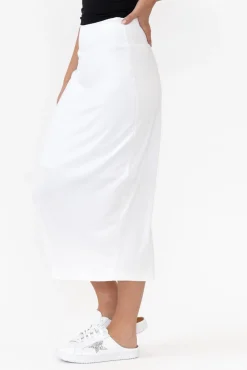 Skirts<Lou Lou White Bamboo Maxi Tube Skirt