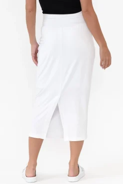 Skirts<Lou Lou White Bamboo Maxi Tube Skirt