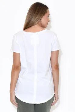 Cotton Tops<Elm White Cotton Fundamental Vee Tee