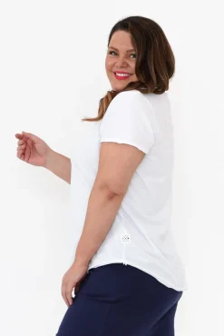 Cotton Tops<Elm White Cotton Fundamental Vee Tee