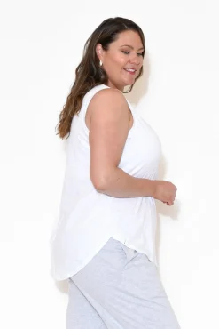 Cotton Tops<Elm White Cotton Scoop Tank