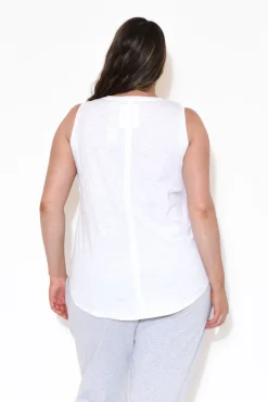 Cotton Tops<Elm White Cotton Scoop Tank