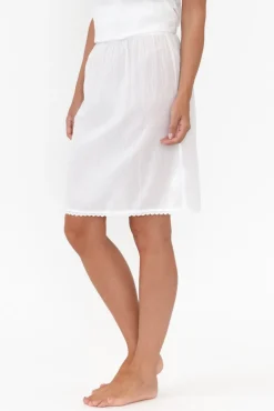 Skirts<Orientique White Cotton Slip Skirt