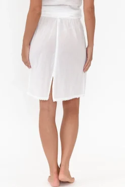 Skirts<Orientique White Cotton Slip Skirt