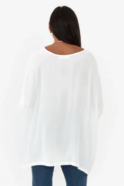 Sleeved Tops<Boho White Drape Top
