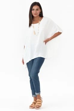 Sleeved Tops<Boho White Drape Top