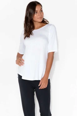 Sleeved Tops<Tani White Half Sleeve Micro Modal Top