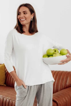 Sleeved Tops<Betty Basics White Milan 3/4 Sleeve Top