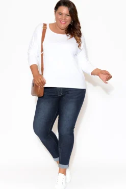 Sleeved Tops<Betty Basics White Milan 3/4 Sleeve Top