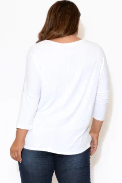 Sleeved Tops<Betty Basics White Milan 3/4 Sleeve Top