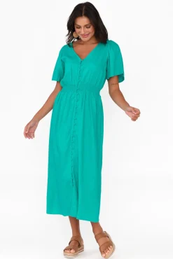 Linen Dresses<Betty Basics Whitney Teal Linen Blend Dress