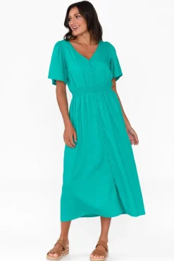 Linen Dresses<Betty Basics Whitney Teal Linen Blend Dress